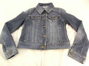SO GIRLS MEDIUM WASH BLUE JEAN DENIM JACKET BUTTON FRONT SIZE 14 - Picture 1 of 12