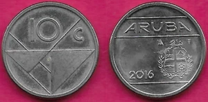 ARUBA 10 CENTESIMI 2016 XF SOVRANO REGINA BEATRICE, ARMI E VALORE NAZIONALI, GEOMETRICO DE - Foto 1 di 1