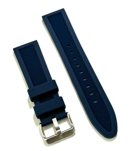 Original Bulova 22mm 98A288 BLUE Rubber Watch Band Strap with Silver Buckle - Picture 1 of 2