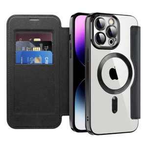 Flip Wallet Case For iPhone 16 15 14 13 17 Pro Max For Magsafe Wireless Charging - Picture 1 of 17