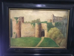 Dipinto olio su tela ottocentesco raffigurante castello inglese - Foto 1 di 6