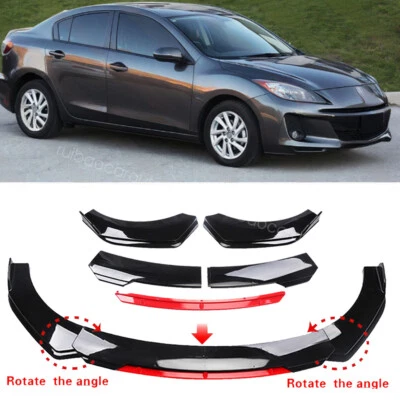 Black+Red Front Bumper Chin Lip Spoiler Splitter Body Kit For 2010-2013 MAZDA 3 Foto 1 de 4