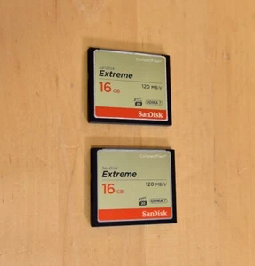 Set of 2 CF Compact Flash SanDisk Extreme 16GB 120MB/s UDMA 7 Memory Cards - Picture 1 of 2