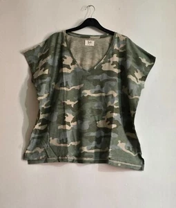 Ex Hush Women’s Short Sleeve Camo Print Organic Cotton T-Shirt,Khaki-Grn(Defect) - Picture 1 of 3