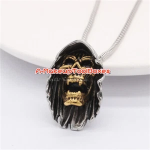 Colgante de calavera de oro de motociclista de acero inoxidable gótico de acero inoxidable para hombre J393 - Imagen 1 de 4