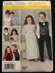 GILET BOLERO E PAPILLON BAMBINO MODELLO SEMPLICITY 1509 3-4-5-6-7-8 NON TAGLIATO - Foto 1 di 2