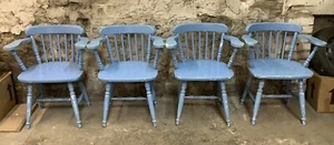 4 FOUR PAINTED WOOD WOODEN KITCHEN DINING CHAIRS ~ COUNTRY FARMHOUSE SHABBY CHIC - Picture 1 of 3