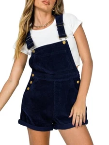 Farktop Women Cute Corduroy Short Overalls Romper Jumpsuit Casual Adjustable... - Picture 1 of 5