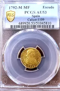 1792-MF ESPAÑA ORO 1 ESCUDO CHARLES IV ~ BRILLO COMPLETO GRADUACIÓN PROFESIONAL SOBRE SIN CIRCULAR 53 - Imagen 1 de 3
