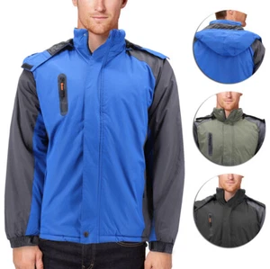 Men’s Quilted Lined Removable Hood Two Toned Zipper Puffer Lightweight Jacket - Picture 1 of 22