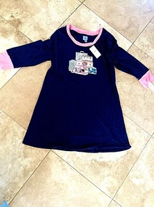 NWT JANE&BLEEKER XL KNIT SLEEPSHIRT NAVY/PINK DOG AND TARVEL IMAGE RETAIL $48.00 - Picture 1 of 5