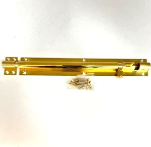 Heavy Duty Barrel Bolt Solid Polished Brass Straight 10"/ 254mmx 38mm inc Screws - Picture 1 of 2