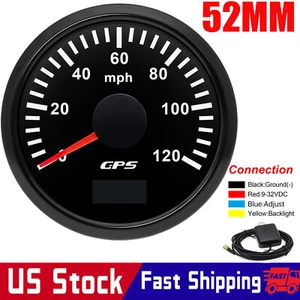 2" 52mm GPS Speedometer 0-120MPH Gauge 7 Colors LED for Boat Car Waterproof US - Picture 1 of 18