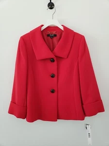 Alex Marie Size 6 Women's Apple Red Blazer Jacket Button Up 3/4 Sleeve Lined NWT - Picture 1 of 16