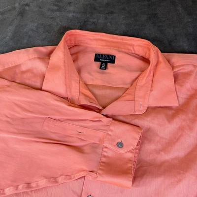 Alfani Dress Shirt Mens Size 22 34/35 Regular Fit Button Up Salmon Long Sleeve - Image 1 of 4