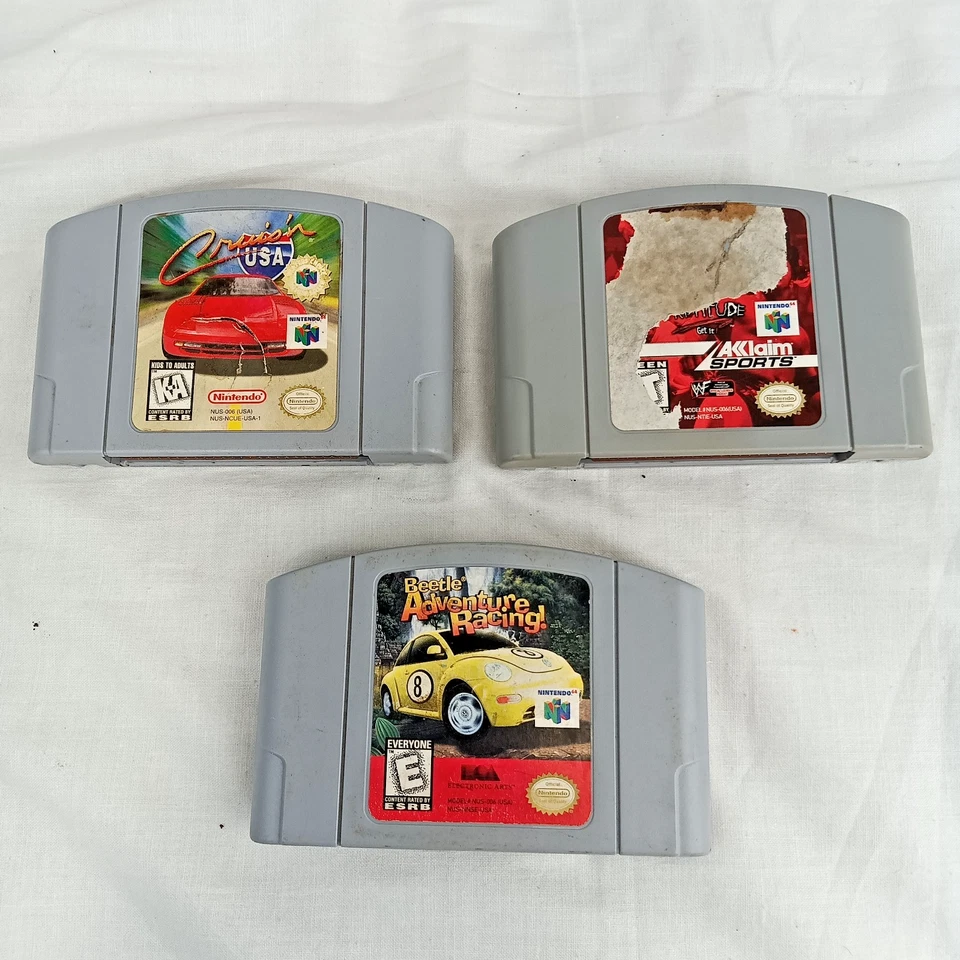 N64 Beetle Adventure Racing, Cruis'n USA, WWF Attitude CARTUCHO SOLO LOTE PROBADO Foto 1 de 4