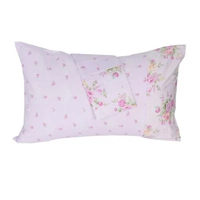 100% Natural Cotton Pattern Queen Size Pillowcases Set, 2 Pack Purple Floral 28 - Image 1 of 4