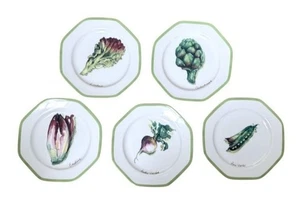 Williams-Sonoma Ceramic Octagonal Vegetable Garden Dessert/Salad Plates Set Of 5 - Picture 1 of 7
