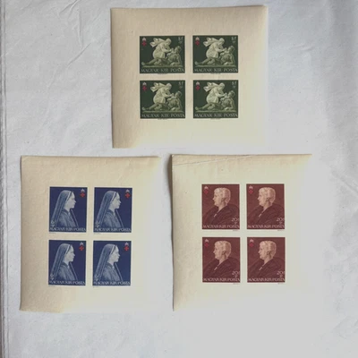 HUNGRÍA #148-50 Cruz Roja 1942 como nueva hoja de recuerdo con bisagras sellos postales Foto 1 de 4