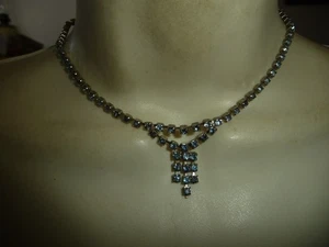 COLLAR PEDRERÍA AZUL POLVO 7"" LARGO #12/10 - Imagen 1 de 5