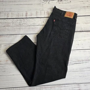 Levis 514 Jeans Mens 38x30 Black Dark Wash Straight Fit Mid Rise Cotton - Picture 1 of 10
