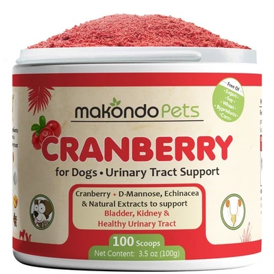 MAKONDO PETS Cranberry for Dogs Powder Supplement – UTI Natural Remedy Urinary Tract Support