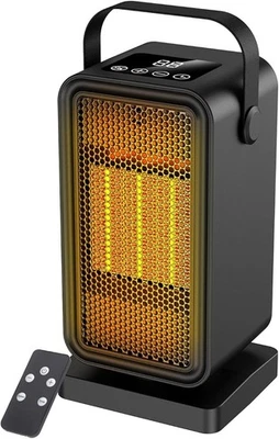 Electric Space Heater Smart Remote 2 Modes LCD Display 12H Timer Portable 1200W - Image 1 of 4