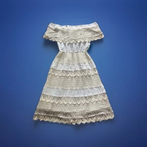 Vintage Trachten Schulterfreies Kleid Mexikanische Häkelspitze Fiesta Mexico Gr. L? - Bild 1 von 12