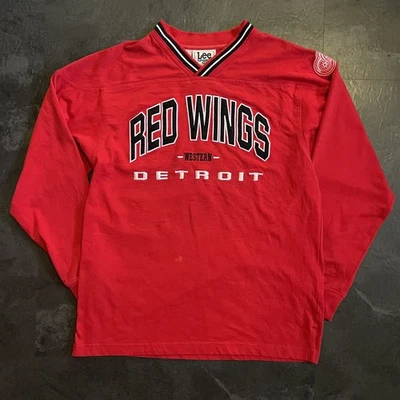 Vintage Lee Men’s 90s Detroit Red Wings Sport Thick Knit Shirt NHL Hockey Medium - Image 1 of 4