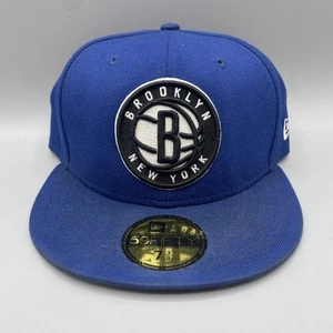 Brooklyn New York Nets NBA New Era 59FIFTY Mens Size 7 3/8 Blue Fitted Hat Cap - Picture 1 of 7