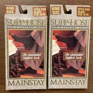 2 pares de calcetines de apoyo sobre la pantorrilla Mainstay para hombre negros talla 12-15 nuevos con etiquetas - Imagen 1 de 3