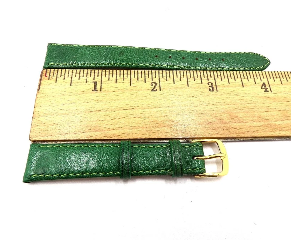 NOS Speidel 14mm/R Green Ostrich Grain Leather Watch Band Strap 342-630 (B132) - Imagem 1 de 1