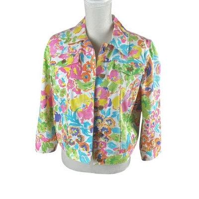 Chaqueta Ralph Lauren Mujer Grande Floral Denim Acuarela Elegante Foto 1 de 4