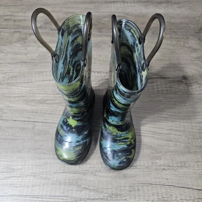 Western Chief Dinosaur Light-Up Rain Boots for Kids Blue/Black, Pull-Up Loops - Image 1 of 4