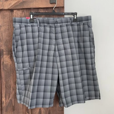 Grand Slam Performance Golf Shorts Mens Size 38 Gray Plaid Flat Front UPF50 - Image 1 of 4