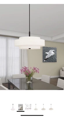 Colgante Livex Lighting Tela Pantalla 50875-07 Meridiano 5 Luces Bronce Foto 1 de 3