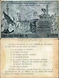 GENOVA CITTA'-ESPOSIZIONE INTERNAZIONALE 1914-GINNASTICA-PREMILITARE-D17-23 - Picture 1 of 1