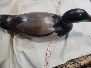Vintage Early Tom Taber Hand Carved Stained Wooden Duck, Unlimited Decoy - Picture 1 of 11