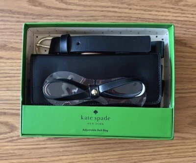 Bolso Cinturón Kate Spade NEGRO Lazo Cuero Ajustable L/XL Caja de Regalo Foto 1 de 4