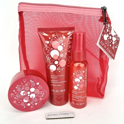 Mary Kay GLISTENING WINTERBERRY Edición Limitada Juego de 4 piezas Body Butter Mist Wash Foto 1 de 4