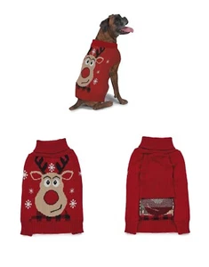 Maglione caldo cane festa renna rossa inverno a costine acrilico - Foto 1 di 28