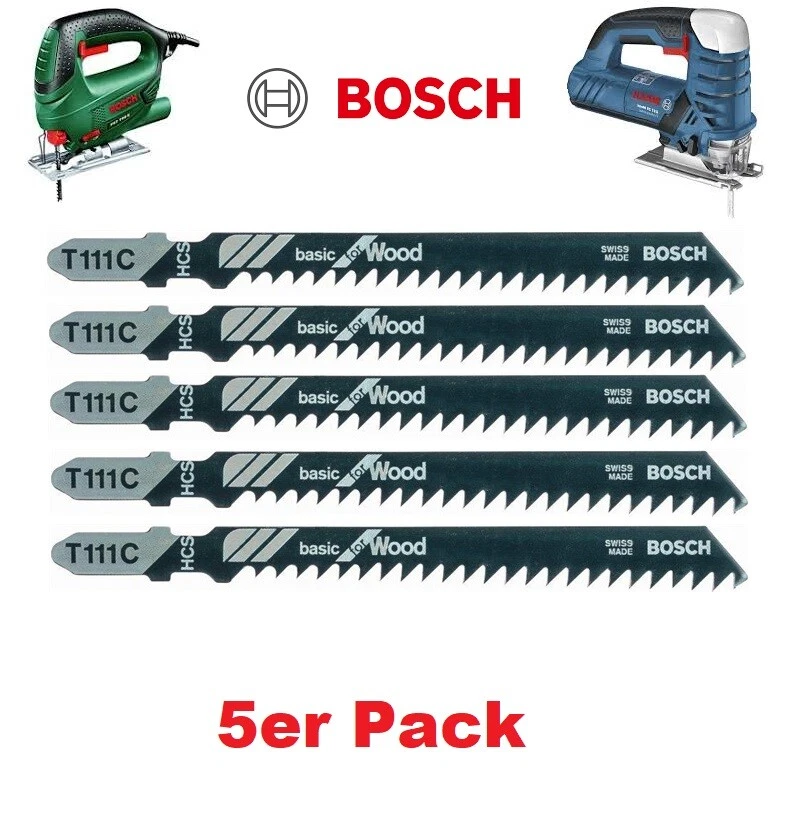BOSCH 5er Pack Stichsägeblatt T 111 C Länge: 100mm HCS-Stahl für Holz,Kunststoff - Bild 1 von 1