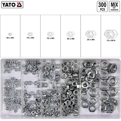 Sechskantmuttern Mutter Muttern Set 300 tlg Sortiment metrisch Rostfrei M3 - M10 - Bild 1 von 4