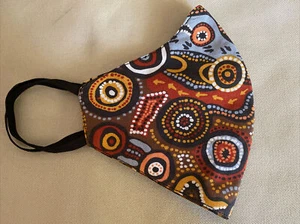 Aboriginal / black reversible Cotton Mask - Size Medium- NOW REDUCED - Picture 1 of 3