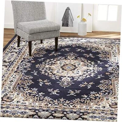  Área Fronteriza Medallón Tradicional Premium Sakarya 21" x 35" Azul Marino/Marrón Foto 1 de 4