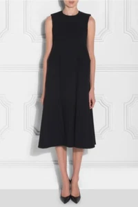 BALENCIAGA Hourglass Sleeveless Flared Gabardine Midi Dress Black FR 40 / US 8 - Picture 1 of 5