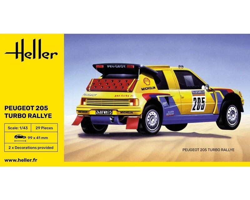 D456 Modello Heller RIF 80189 Peugeot 205 T16 RALLYE PARIS DAKAR 1/43 Scatola