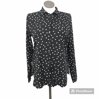 Camisa Van Heusen manga larga abotonada para mujer talla L color negro lunares Foto 1 de 4