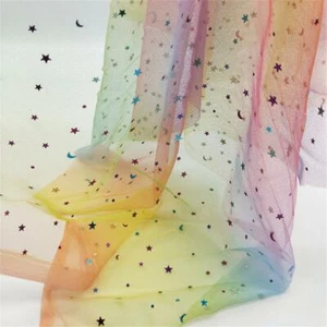 Vestido Hágalo Usted Mismo Lentejuelas Colorido Estrella Luna Malla Tela Ombre Tul Encaje Hágalo Usted Mismo 1 Yarda - Imagen 1 de 9