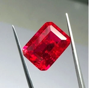 35 Ct Flawless Natural Burmese Red Ruby Certified Emerald Cut Loose Gemstone - Picture 1 of 5